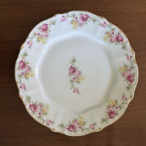 Antique Elite Limoges France Porcelain Plate Pink Roses Gold Edge 7 1/2”